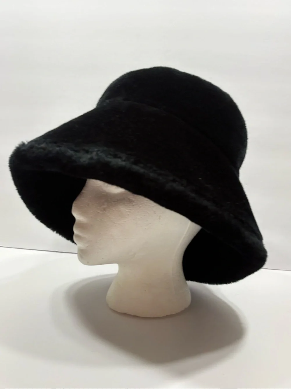 Vintage Betmar Black Faux Fur Bucket Hat